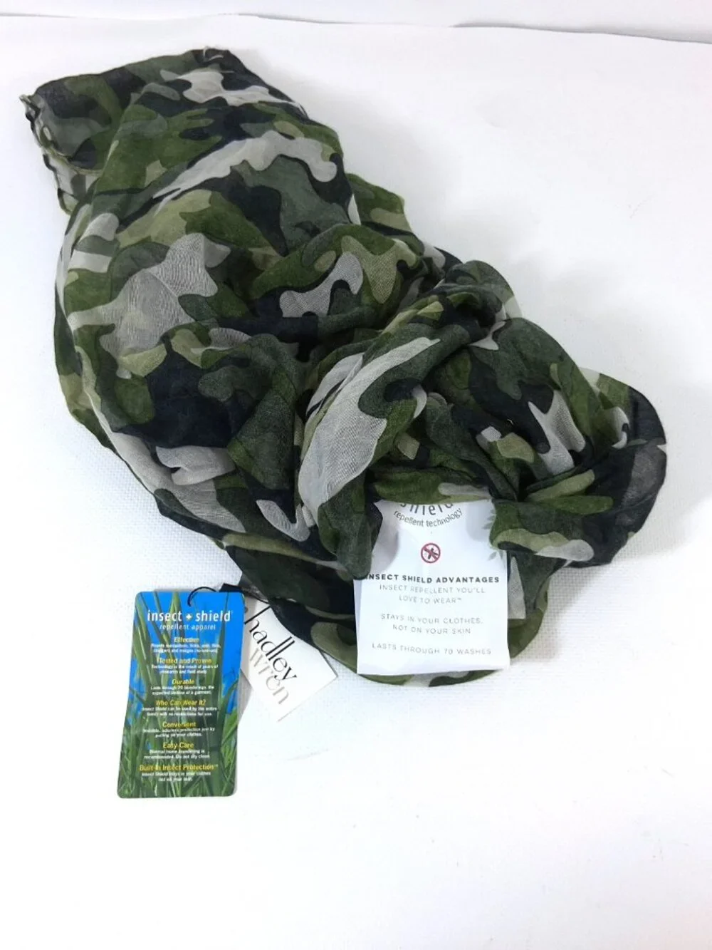 Tick and Insect Repellant Scarf with Permethrin, Camo Summer Hiking Scarf